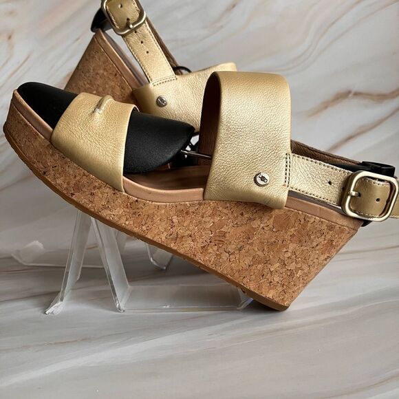 UGG Australia ELENA II METALLIC Womens Wedge Platform Sandal Size 8.5 Authentic - Picture 1 of 7